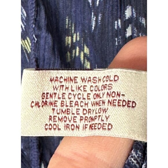 Mudd Sheer Blue Boho Print Blouse XS Short Puff Sleeves Tie Front Y2K - Picture 8 of 9